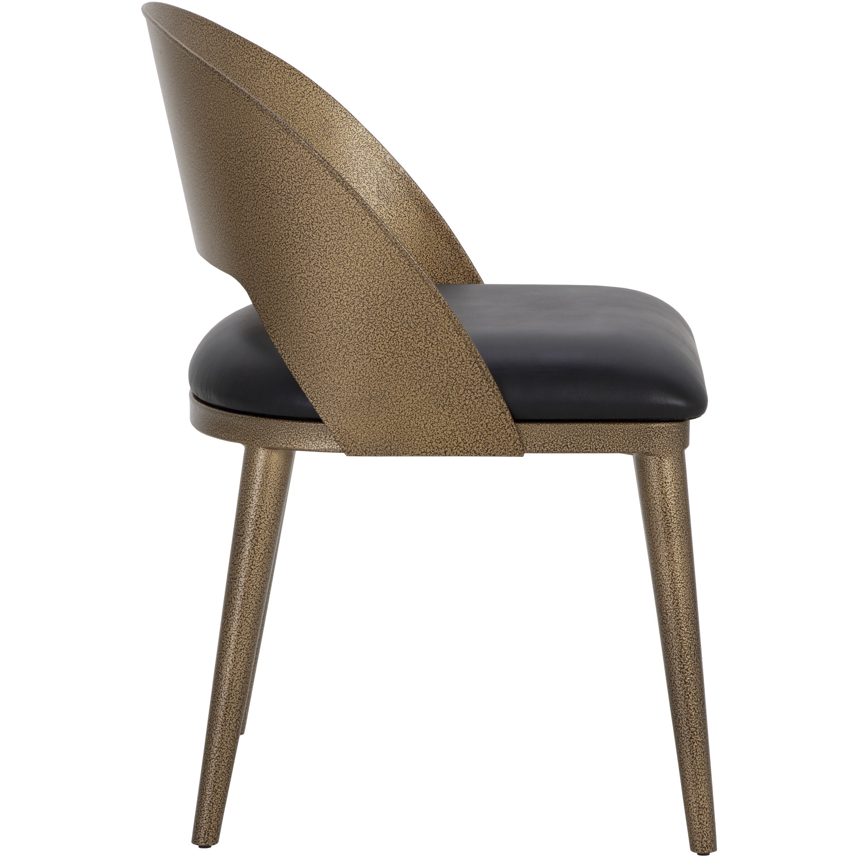 Dezirae Antique Brass / Charcoal Black Leather Dining Chair